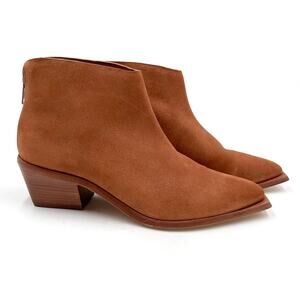 Wal & Pai West Boots Brown Suede Pointed Western Block‎ Heel Ankle Sz 40 / 9 US
